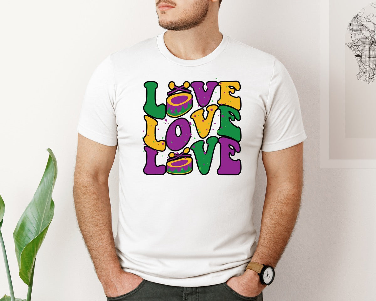 brand:Bella Canvas|color:White|Mardi Gras Designs Mega Graphic T-Shirt