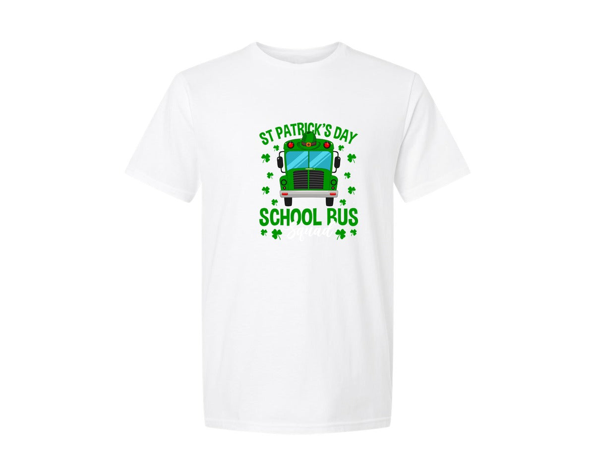 brand:Generic|color:White|St Patricks Day School Bus Squad School 2 Graphic T-Shirt