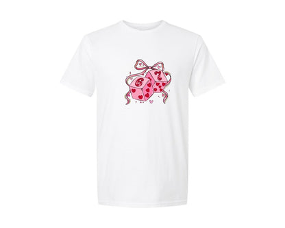 brand:Generic|color:White|Six Seven 6 7 Viral Meme Valentine Dice Graphic T-Shirt