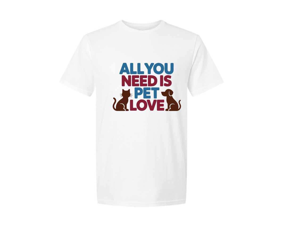 brand:Generic|color:White|All You Need Is Pet Love Graphic T-Shirt