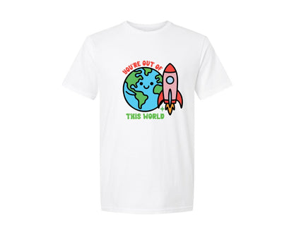brand:Generic|color:White|Youre Out Of This World Cute Love Graphic T-Shirt