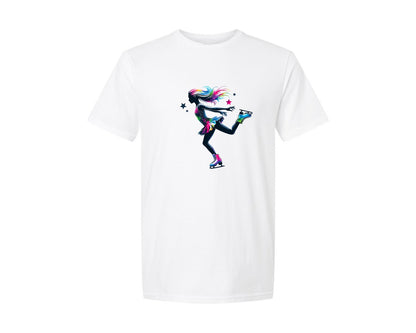 brand:Generic|color:White|Ice Skater Girl Figure Skating Graphic T-Shirt