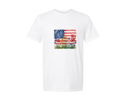 brand:Generic|color:White|American Flag Floral Patriotic Wild Graphic T-Shirt