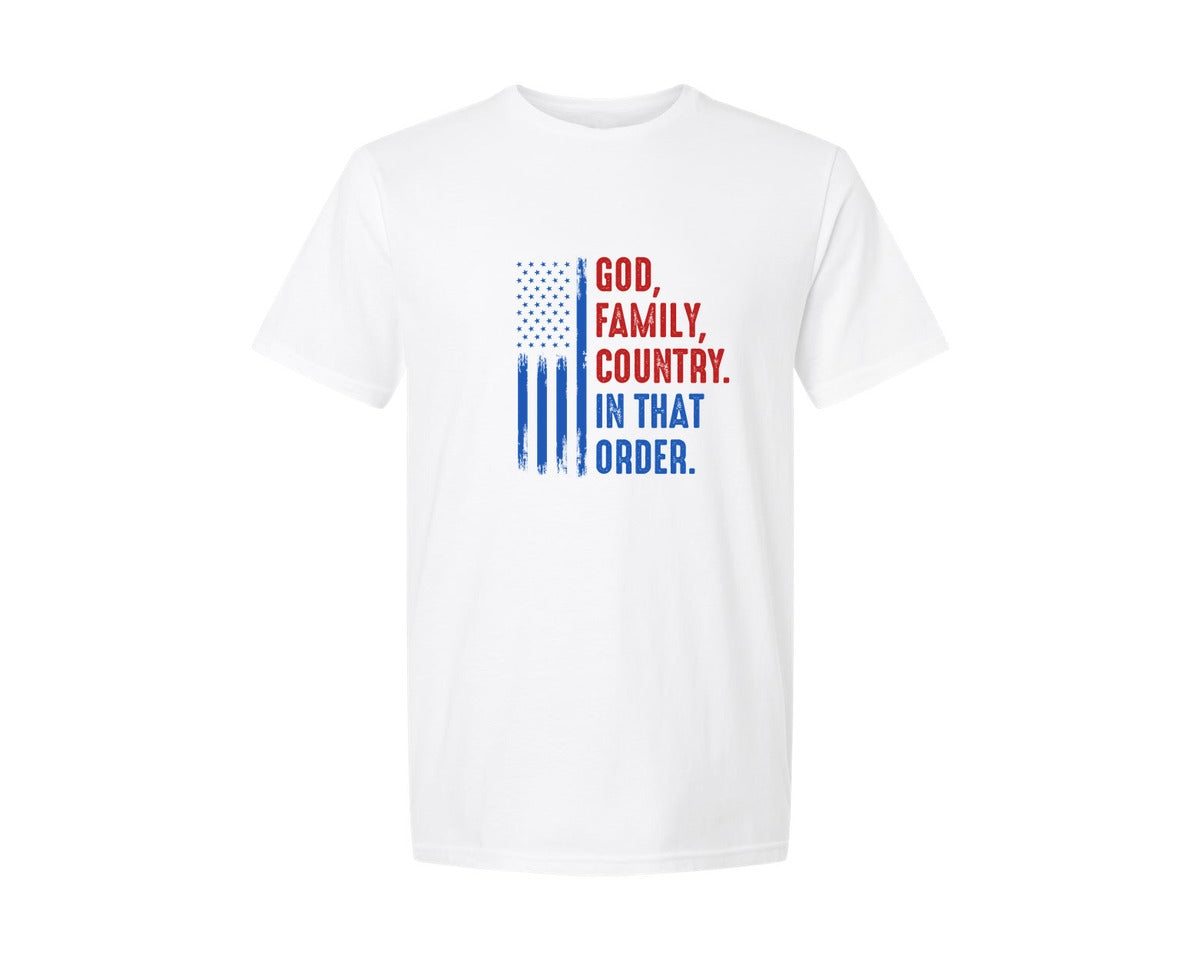 brand:Generic|color:White|Faith And Freedom God Family Country Graphic T-Shirt
