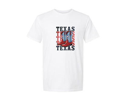 brand:Generic|color:White|Texas Cowboy Boots Western Rodeo 4 Graphic T-Shirt