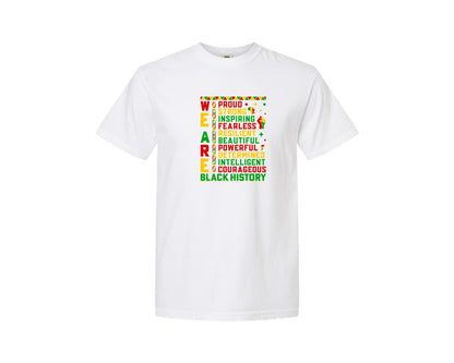brand:Comfort Colors|color:White|We Are Black History Youth T Shirt Graphic T-Shirt