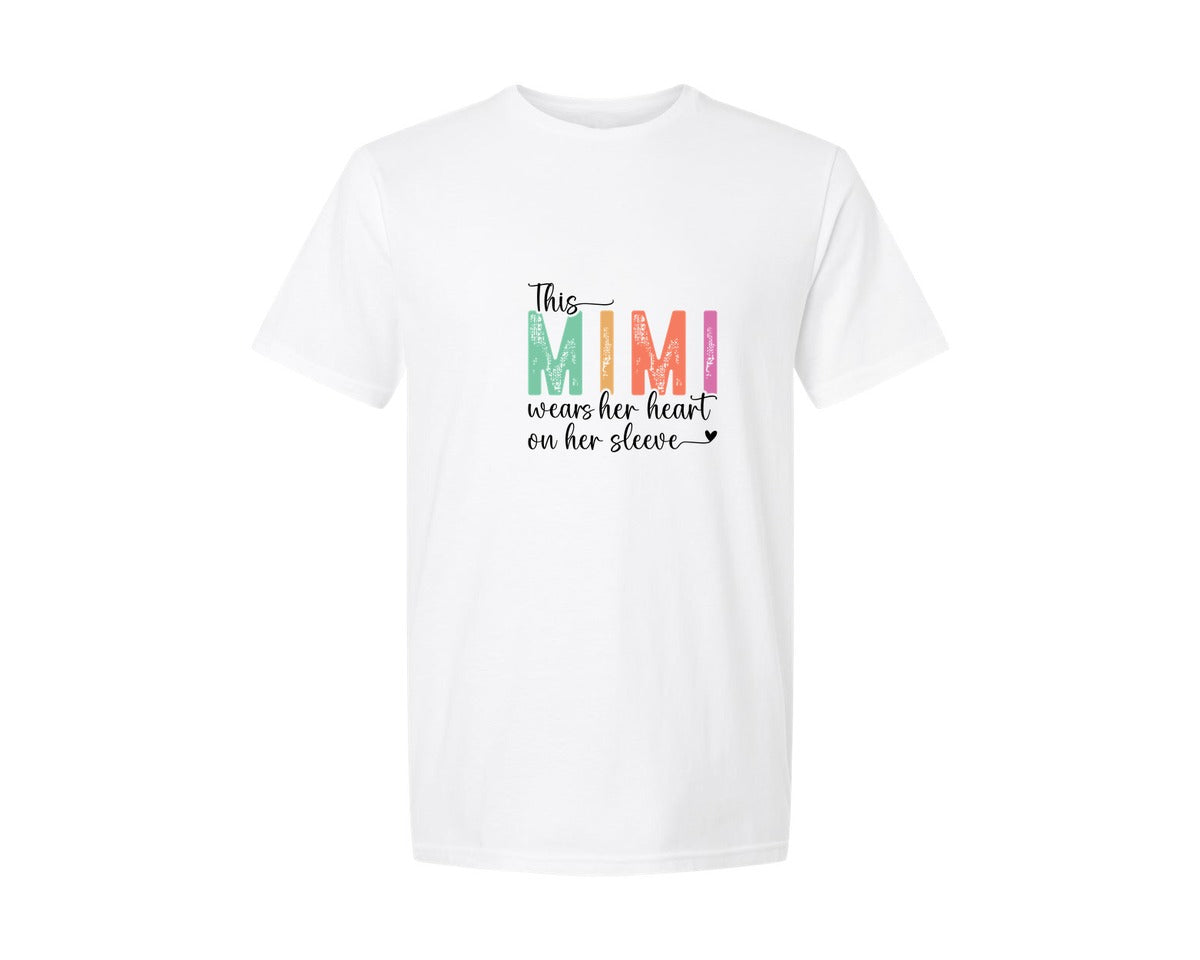 brand:Generic|color:White|This Mimi Wear Her Heart On Her Sleeve Graphic T-Shirt