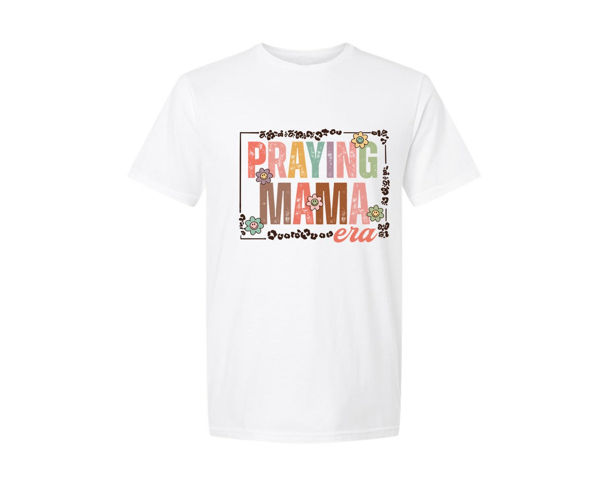 brand:Generic|color:White|Praying Mama Retro Mothers Day Graphic T-Shirt