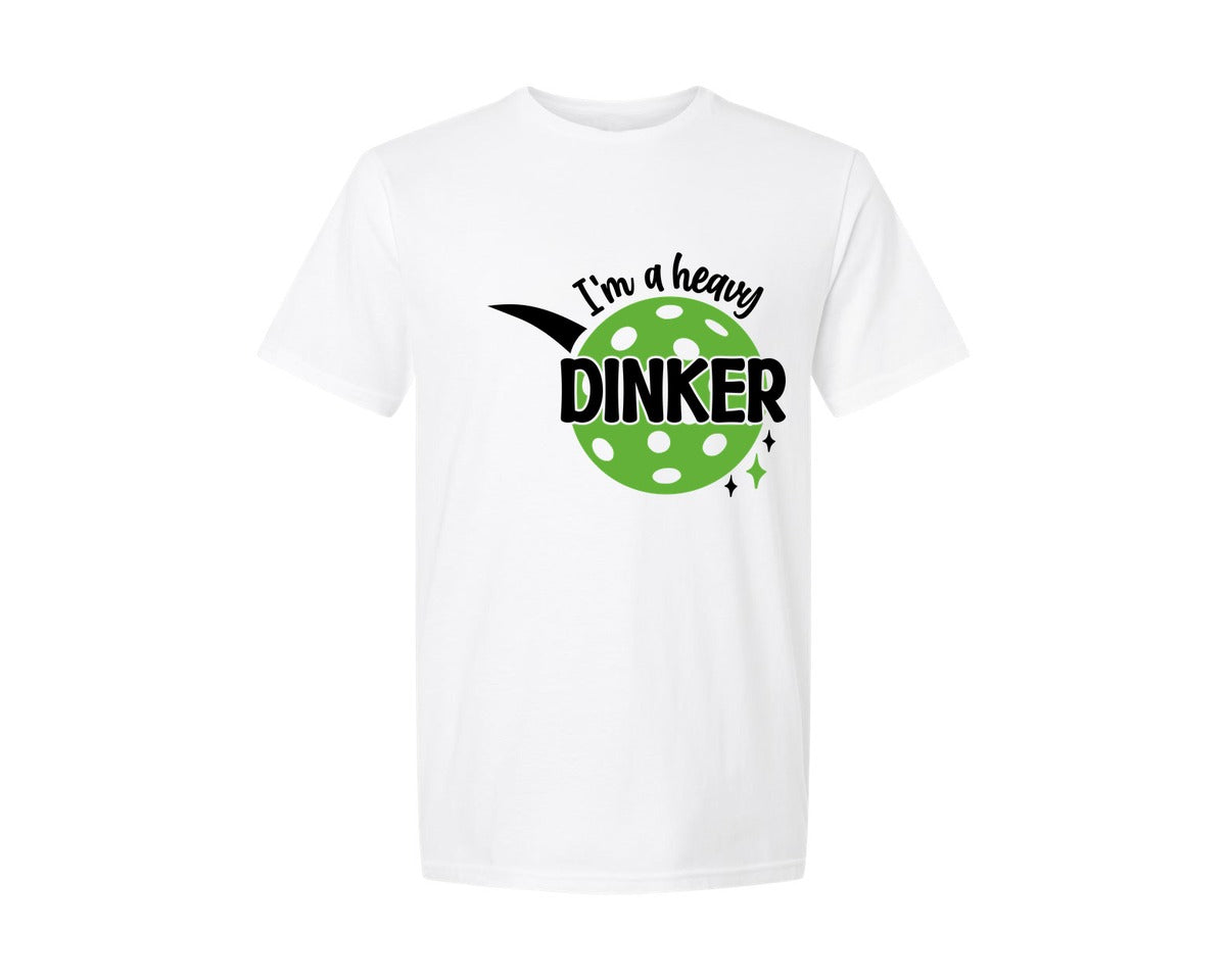 brand:Generic|color:White|Im A Heavy Dinker Pickleball Graphic T-Shirt