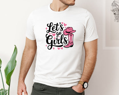 brand:Bella Canvas|color:White|Lets Go Girls Western Cowgirl Graphic T-Shirt