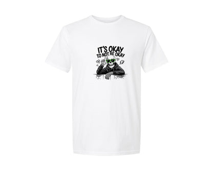 brand:Generic|color:White|Its Okay Skeleton Mental Health Graphic T-Shirt
