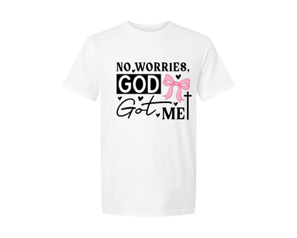 brand:Generic|color:White|Christian No Worries God Graphic T-Shirt