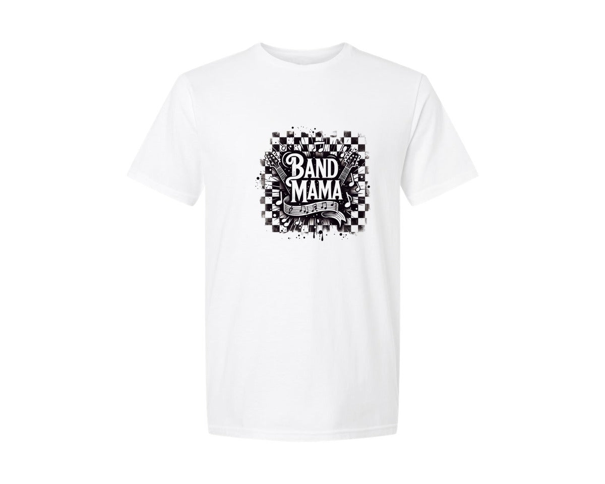 brand:Generic|color:White|Retro Band Mama Musical Notes Graphic T-Shirt