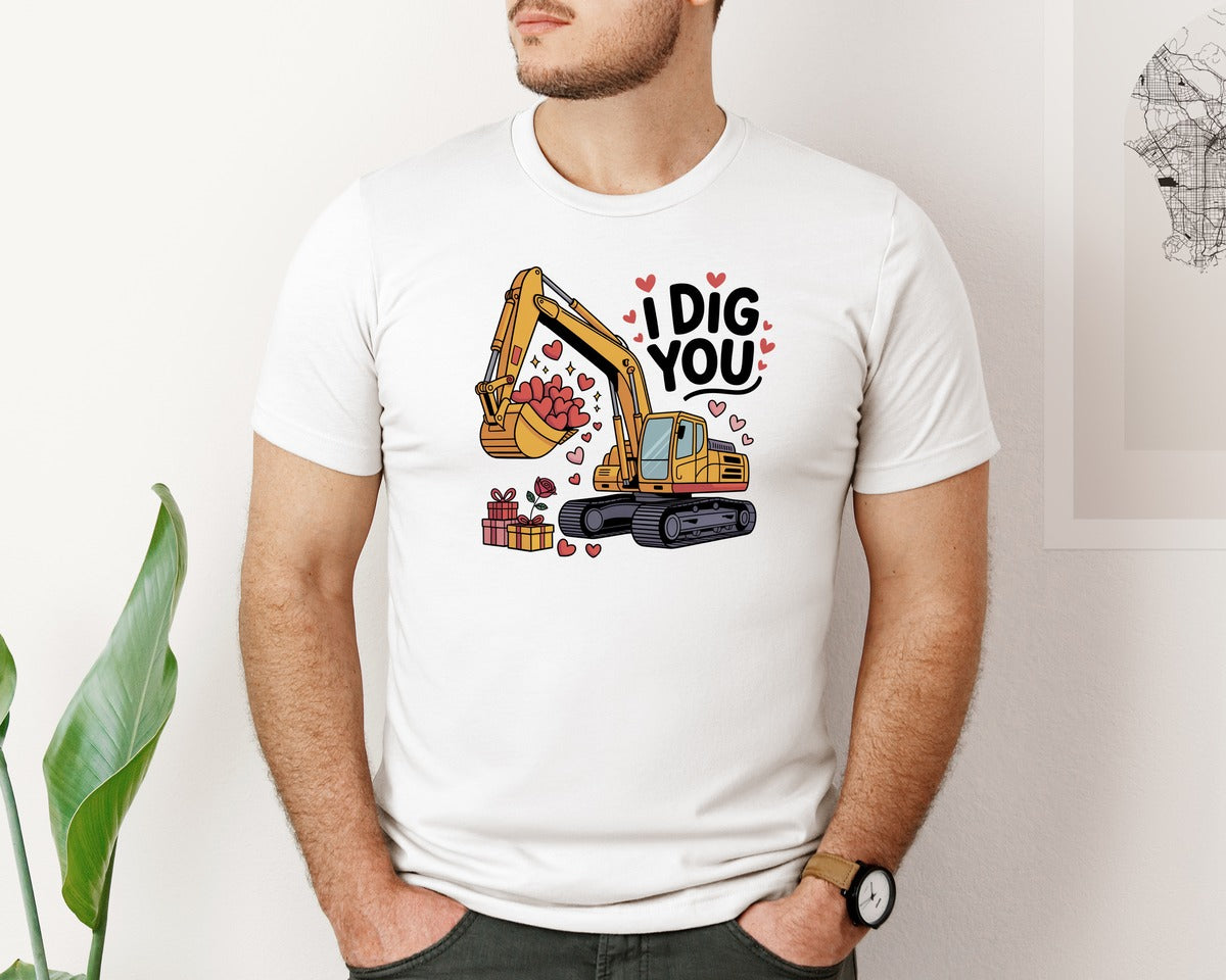 brand:Bella Canvas|color:White|I Dig You Valentine Boy Kids Graphic T-Shirt