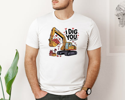 brand:Bella Canvas|color:White|I Dig You Valentine Boy Kids Graphic T-Shirt