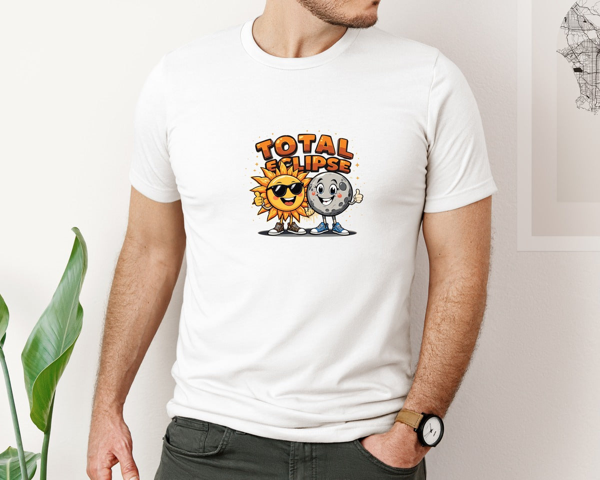 brand:Bella Canvas|color:White|Eclipse Cartoon T Shirt Design Graphic T-Shirt
