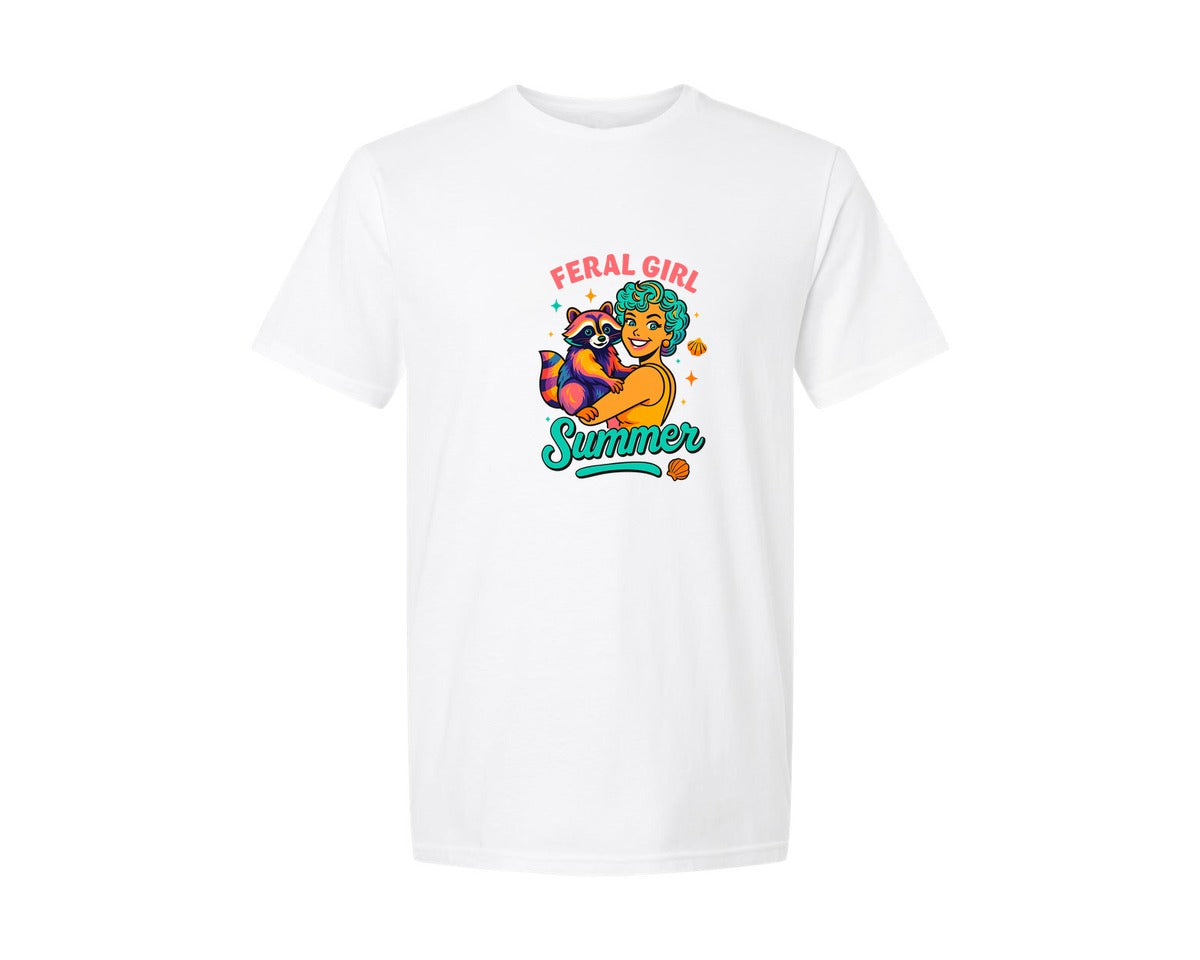 brand:Generic|color:White|Funny Raccoon T Shirt Graphic T-Shirt