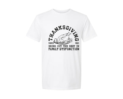 brand:Generic|color:White|Family Dysfunction Family Thank Graphic T-Shirt