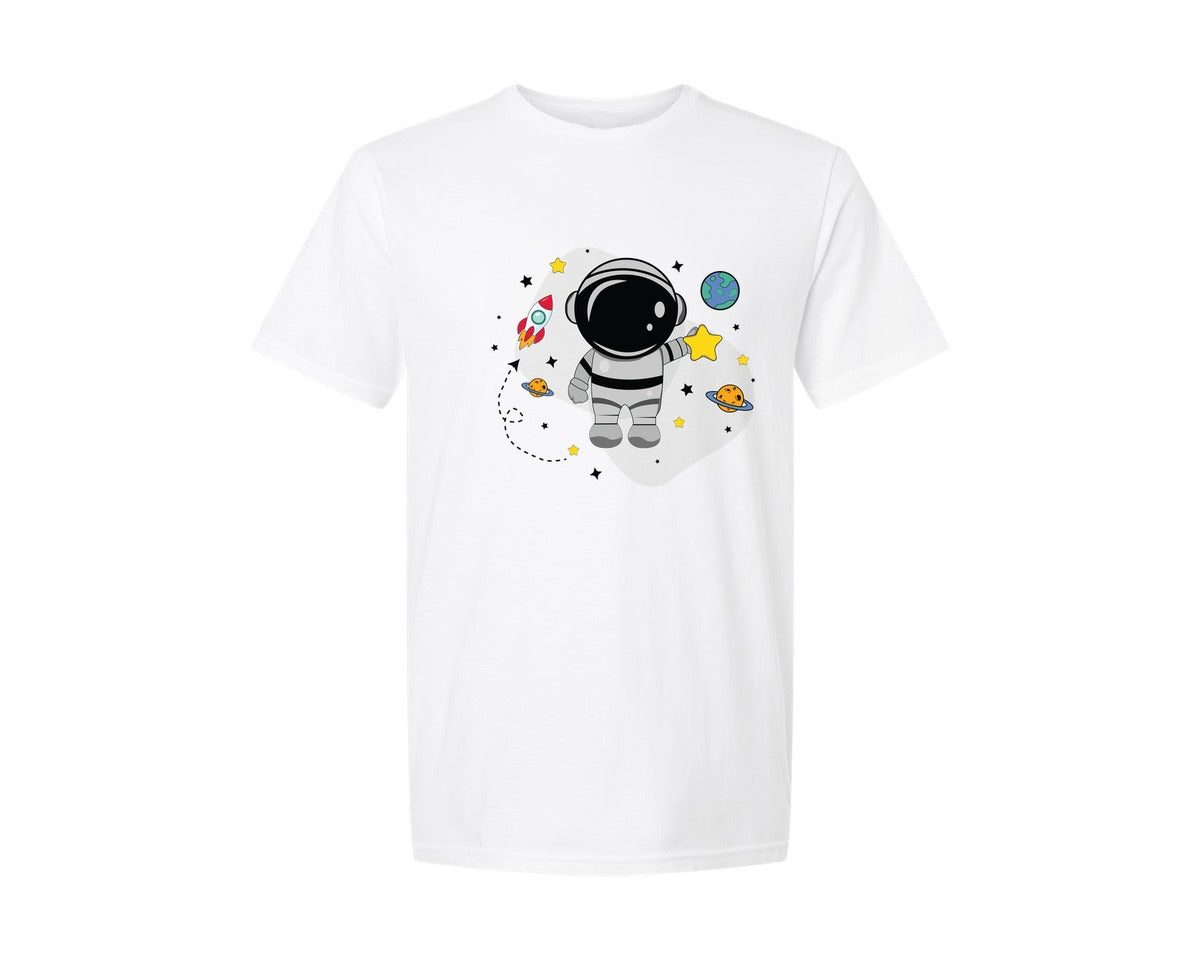 brand:Generic|color:White|Simple Cartoon Astronaut Baby T Shirt Graphic T-Shirt