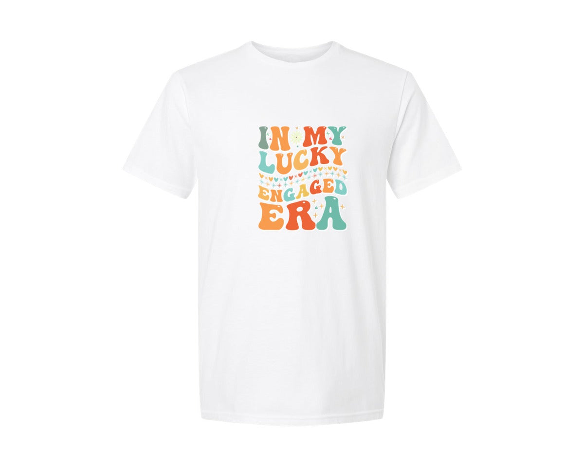 brand:Generic|color:White|In My Lucky Engaged Era 2 Graphic T-Shirt