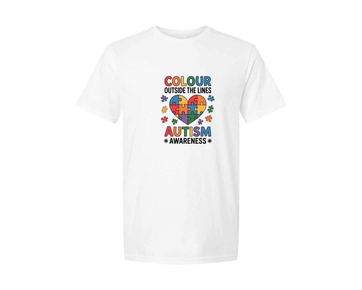 brand:Generic|color:White|Colour Autism Awareness Graphic T-Shirt