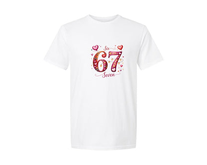 brand:Generic|color:White|Six Seven 67 Valentine Meme T Shirt Graphic T-Shirt