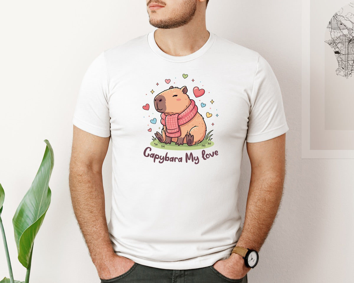 brand:Bella Canvas|color:White|Capybara My Love Cute Animal T Shirt Graphic T-Shirt