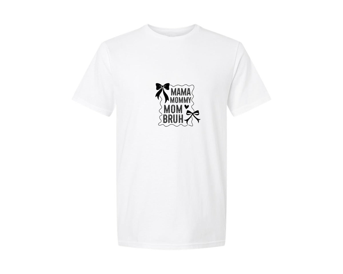 brand:Generic|color:White|Mama Mommy Mom Bruh Funny Mom Graphic T-Shirt