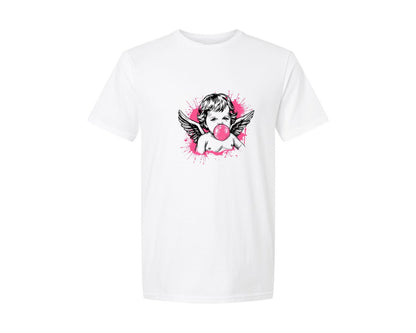 brand:Generic|color:White|Grunge Cupid Bubblegum Angel Graphic T-Shirt