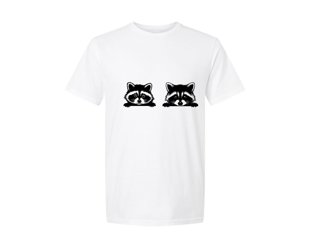 brand:Generic|color:White|Raccoon Peeking Graphic T-Shirt
