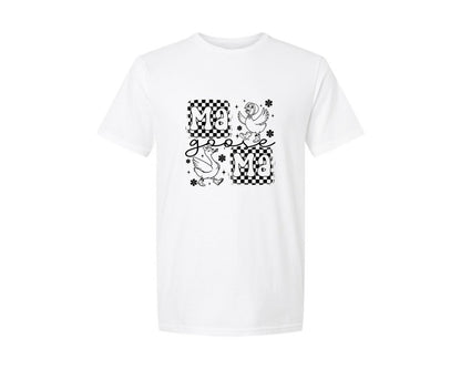 brand:Generic|color:White|Mama Goose Checkerboard Goose Boots Graphic T-Shirt