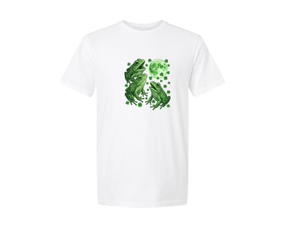 brand:Generic|color:White|St Patricks Frogs Howling To Moon Graphic T-Shirt