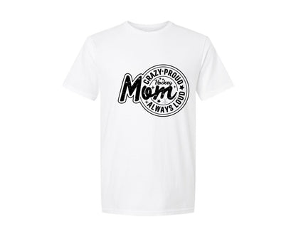 brand:Generic|color:White|Crazy Proud Always Hockey Mom Design Graphic T-Shirt