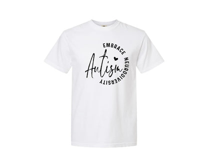 brand:Comfort Colors|color:White|Embrace Neurodiversity Autism Graphic T-Shirt