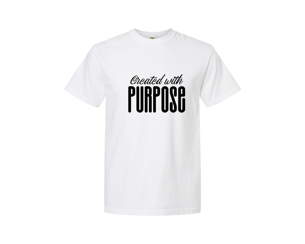 brand:Comfort Colors|color:White|Created With Purpose Sleeve Design Graphic T-Shirt