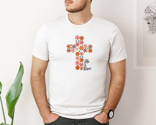 He Is Risen Floral Easter Graphic T-Shirt