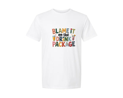 brand:Generic|color:White|Blame It On The Drink Package 6 Graphic T-Shirt