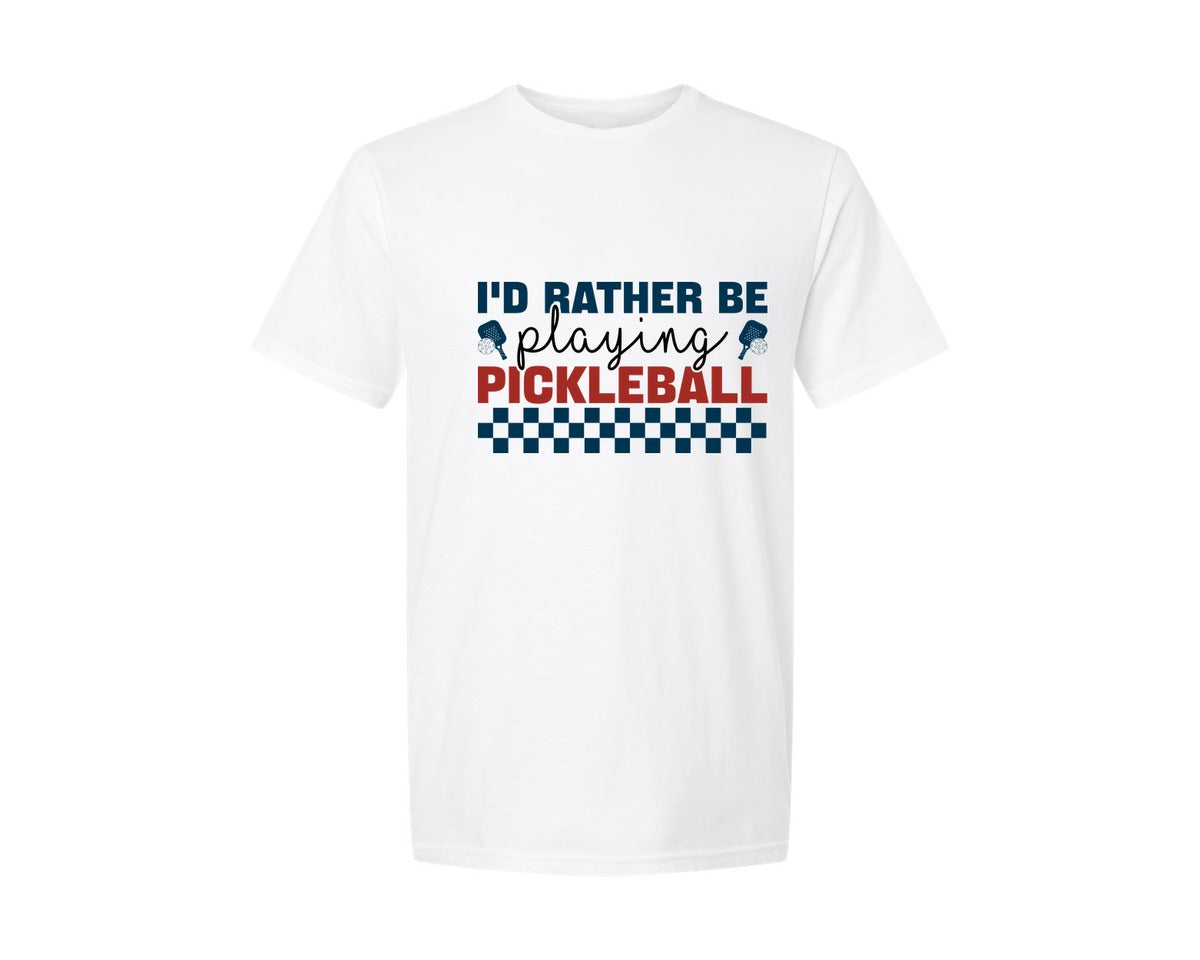 brand:Generic|color:White|Id Rather Be Playing Pickleball T Shirt Graphic T-Shirt