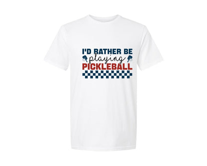 brand:Generic|color:White|Id Rather Be Playing Pickleball T Shirt Graphic T-Shirt