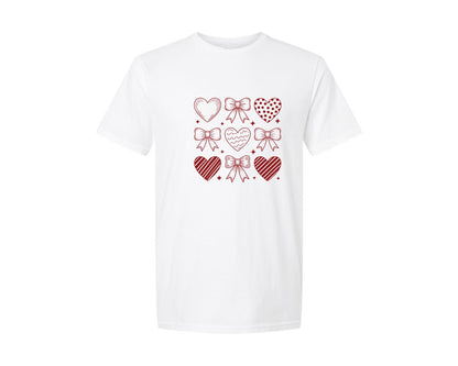 brand:Generic|color:White|Valentine Heart Bow Coquette Graphic T-Shirt