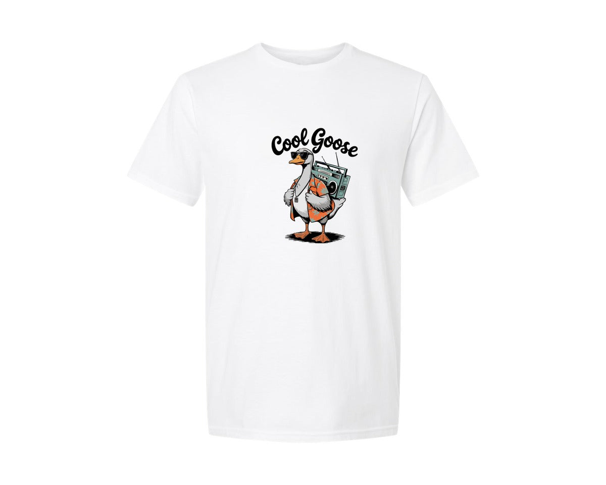 brand:Generic|color:White|Cool Goose Hipster Summer Cartoon Graphic T-Shirt