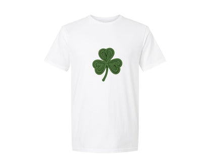brand:Generic|color:White|Faux Yarn Shamrock St Patricks Day Graphic T-Shirt