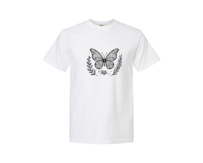brand:Comfort Colors|color:White|Butterfly Design Graphic T-Shirt