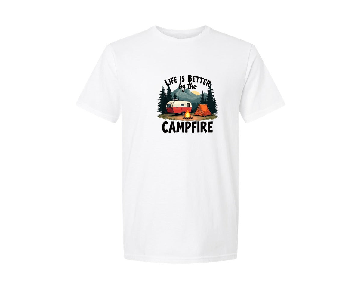 brand:Generic|color:White|Life Is Better Campfire Camping 2 Graphic T-Shirt
