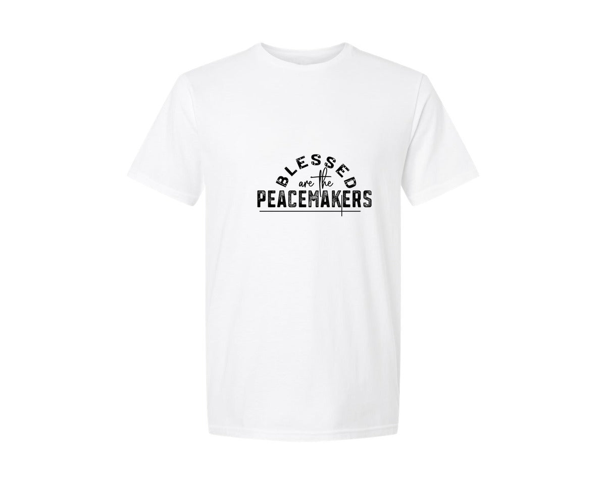 brand:Generic|color:White|Blessed Are The Peacemakers Sleeve 3 Graphic T-Shirt