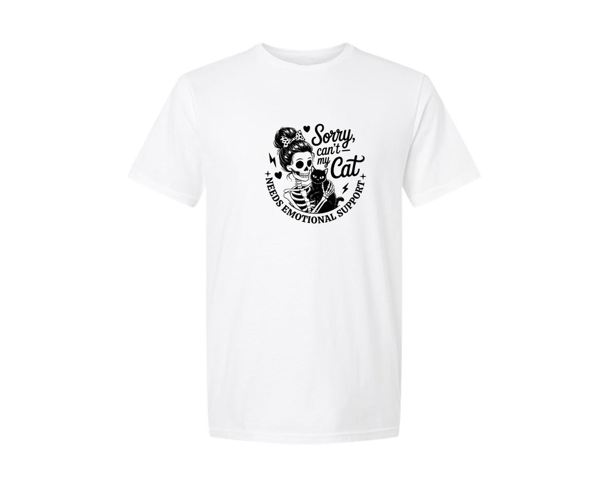 brand:Generic|color:White|Girls Skeleton Cat Introvert Quotes Graphic T-Shirt