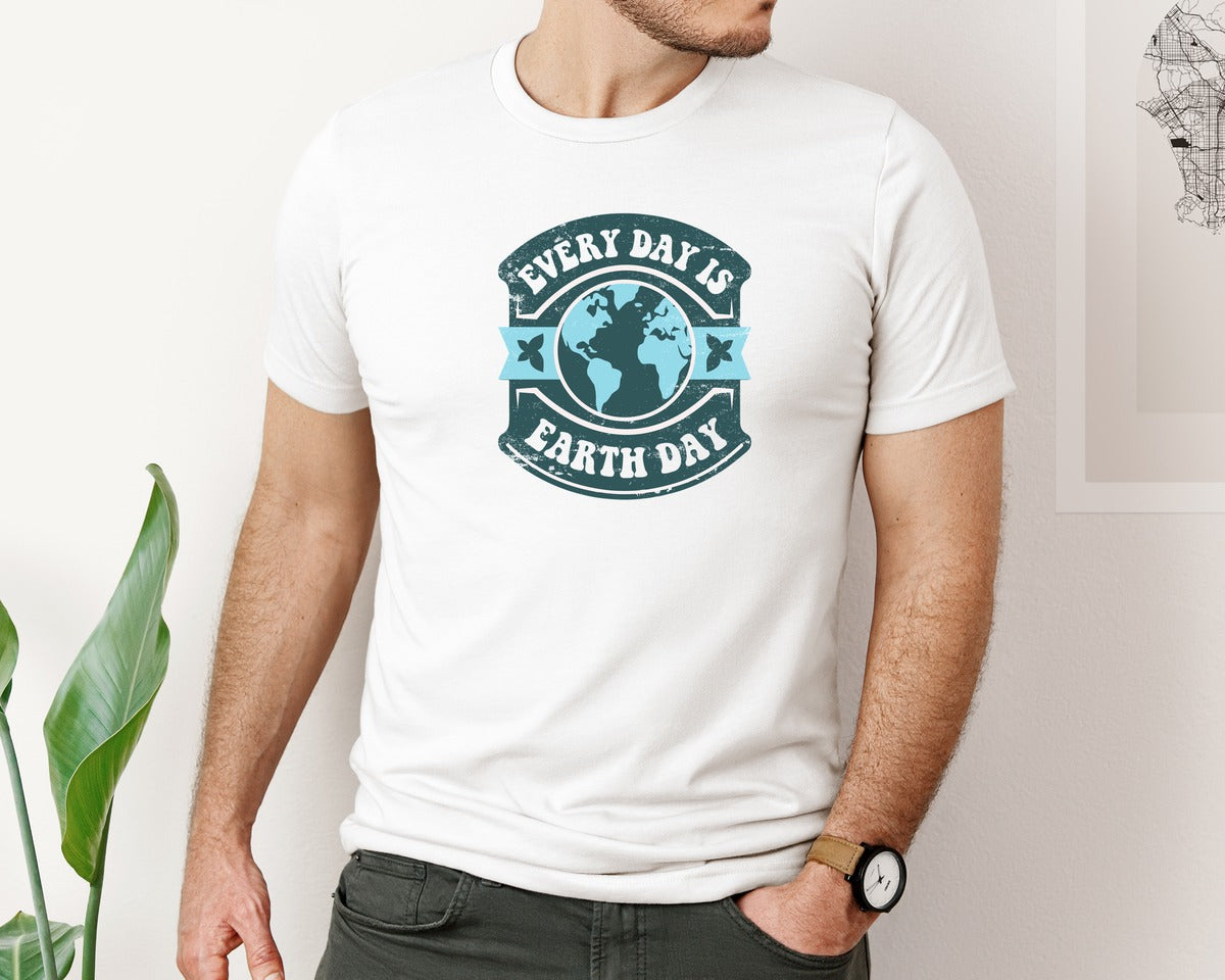 brand:Bella Canvas|color:White|Everyday Is Earth Day Graphic T-Shirt
