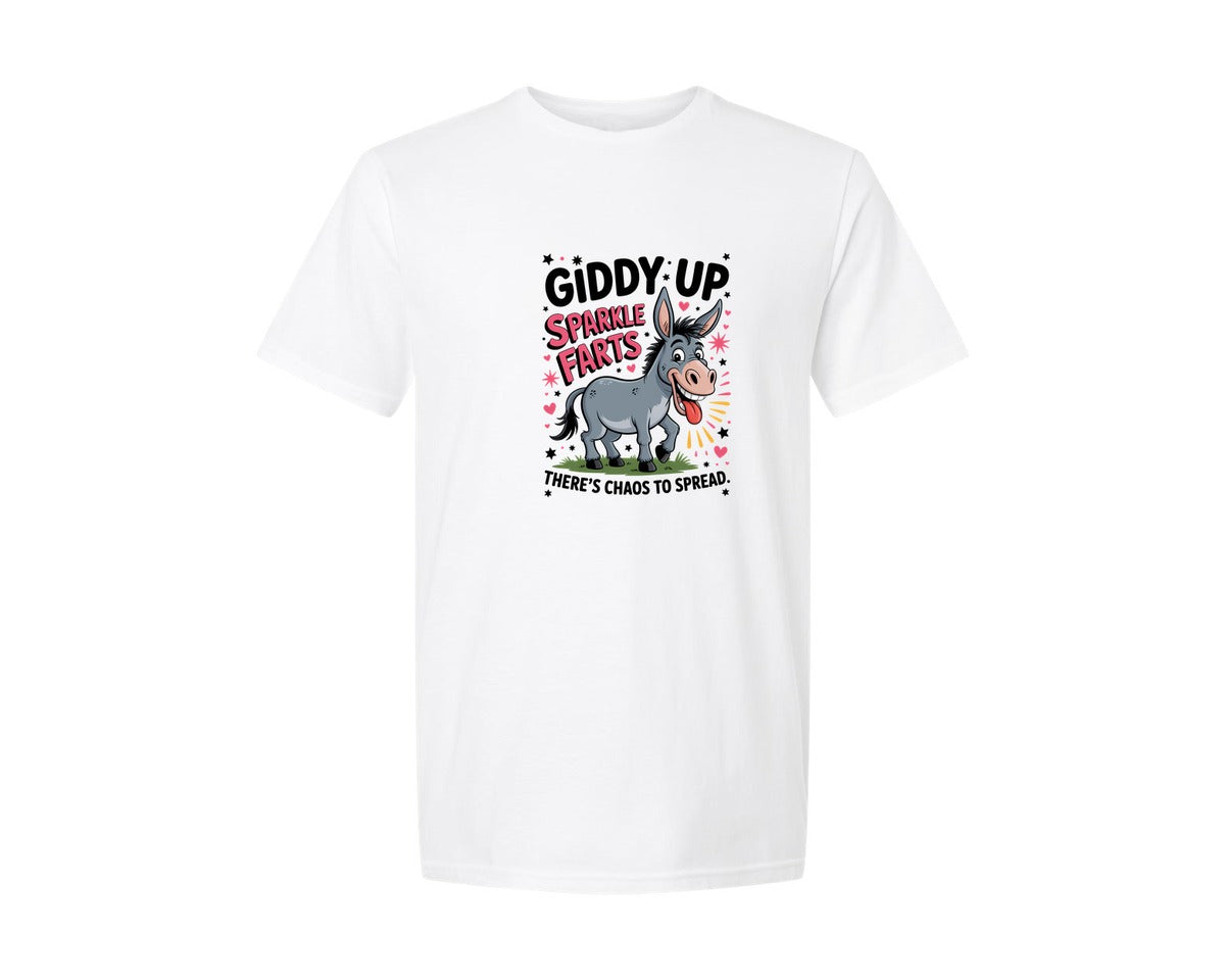 brand:Generic|color:White|Giddy Up Sparkle Farts Shirt Graphic T-Shirt