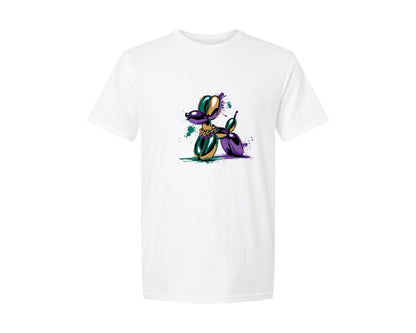 brand:Generic|color:White|Watercolor Mardi Gras Dog Balloon Graphic T-Shirt