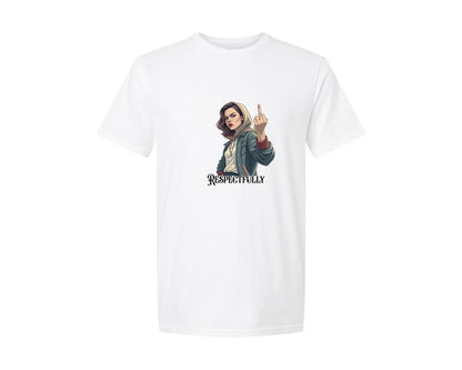 brand:Generic|color:White|Respectfully Middle Finger Old Lady 2 Graphic T-Shirt